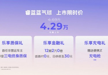 睿蓝蓝气球9月13日上市，上市限时价4.29万元